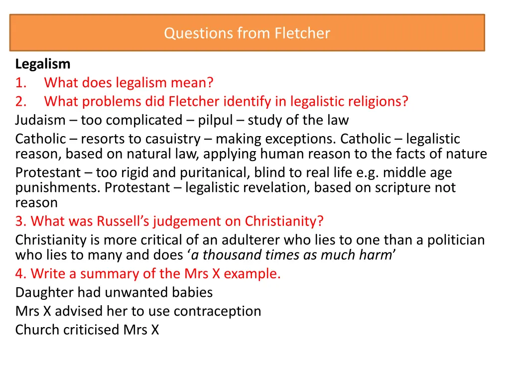 questions from fletcher