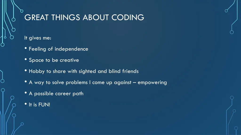 great things about coding