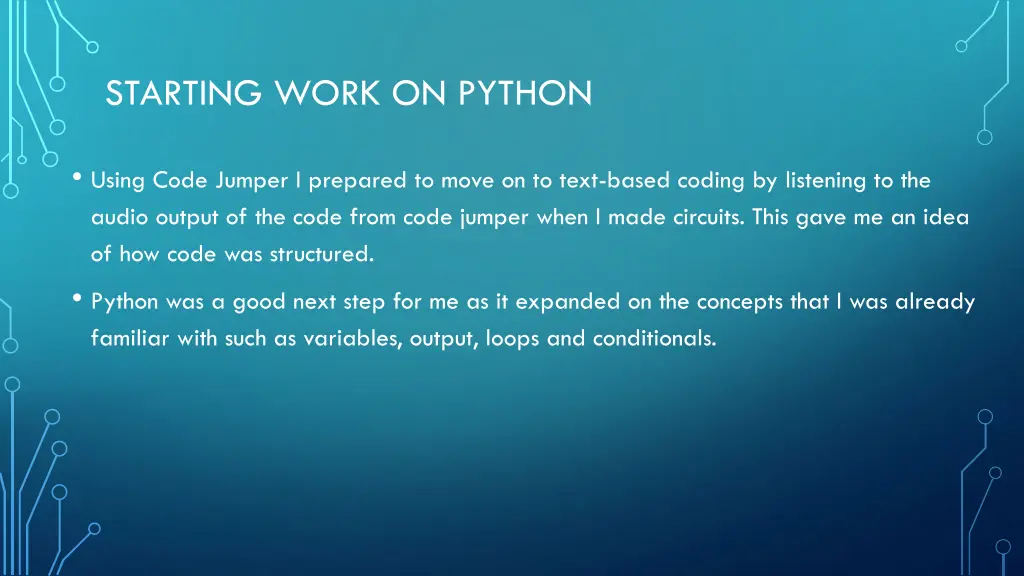 starting work on python