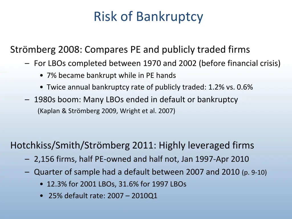 risk of bankruptcy