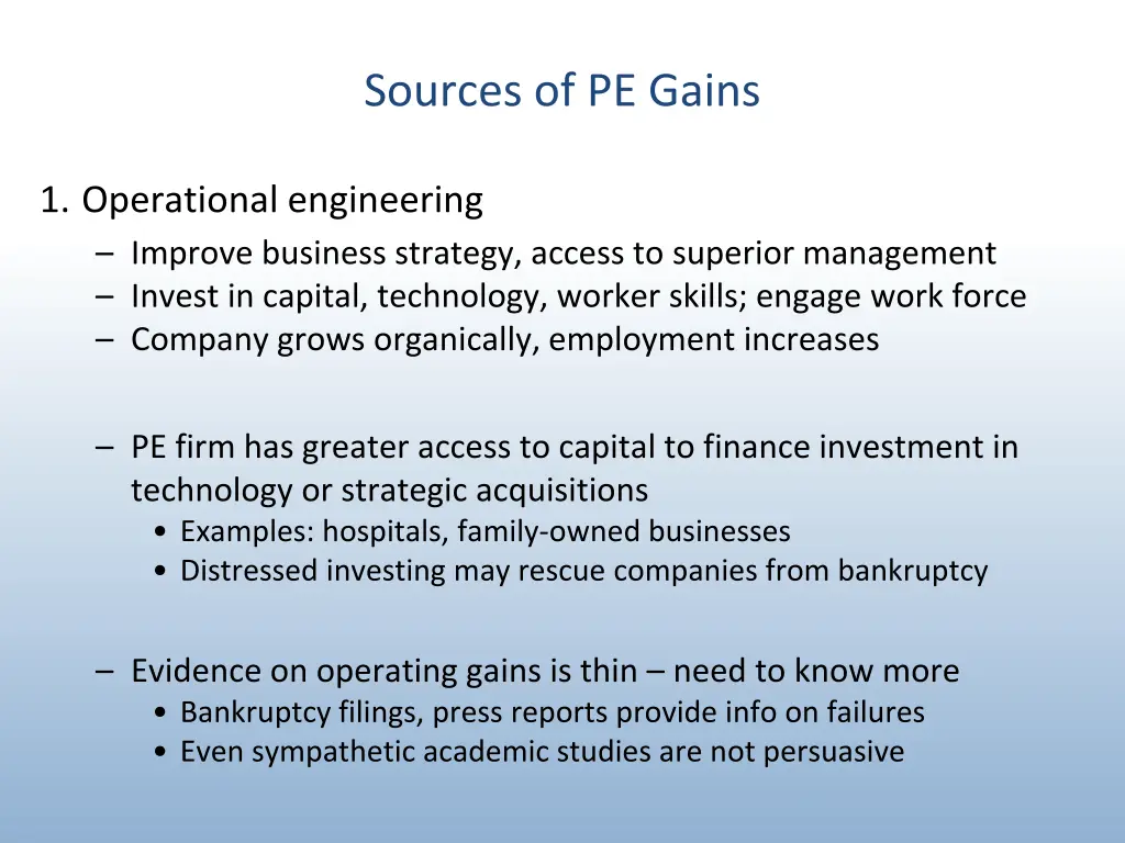 sources of pe gains