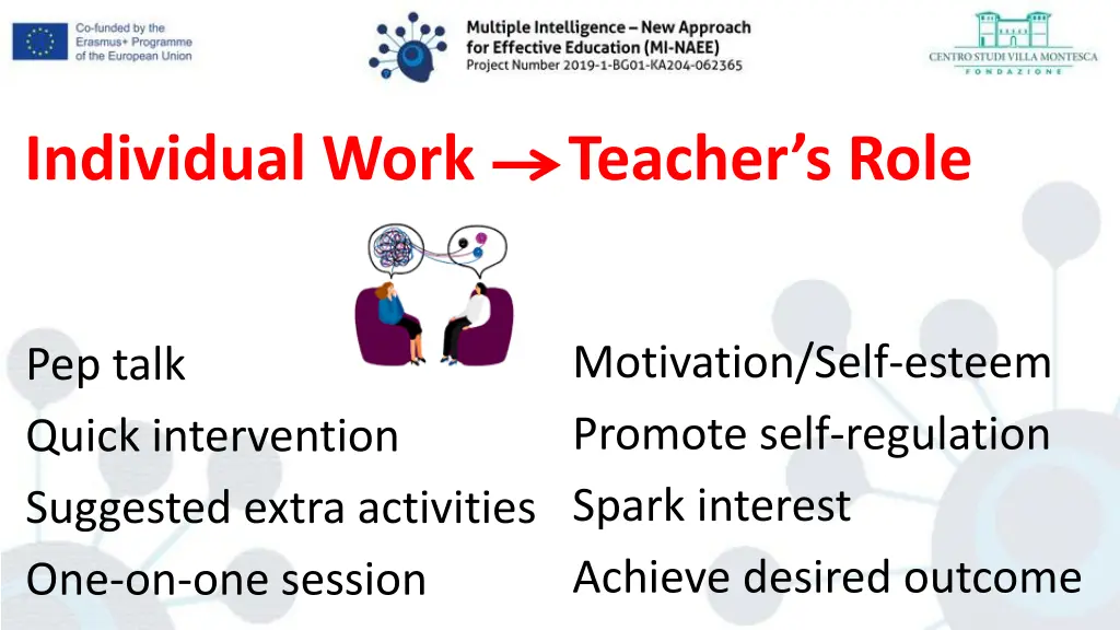 individual work teacher s role