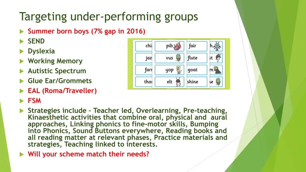 targeting under performing groups