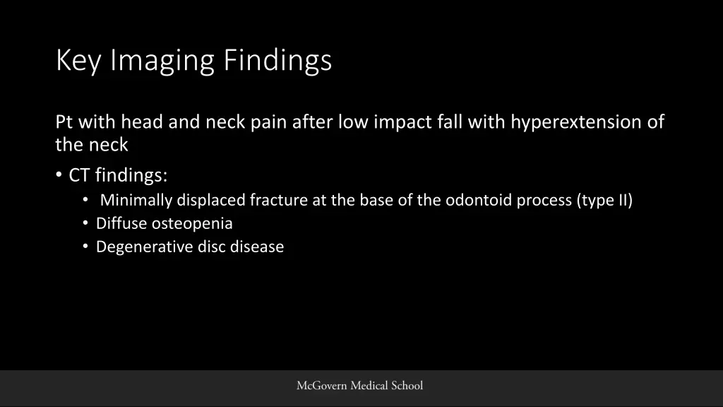 key imaging findings