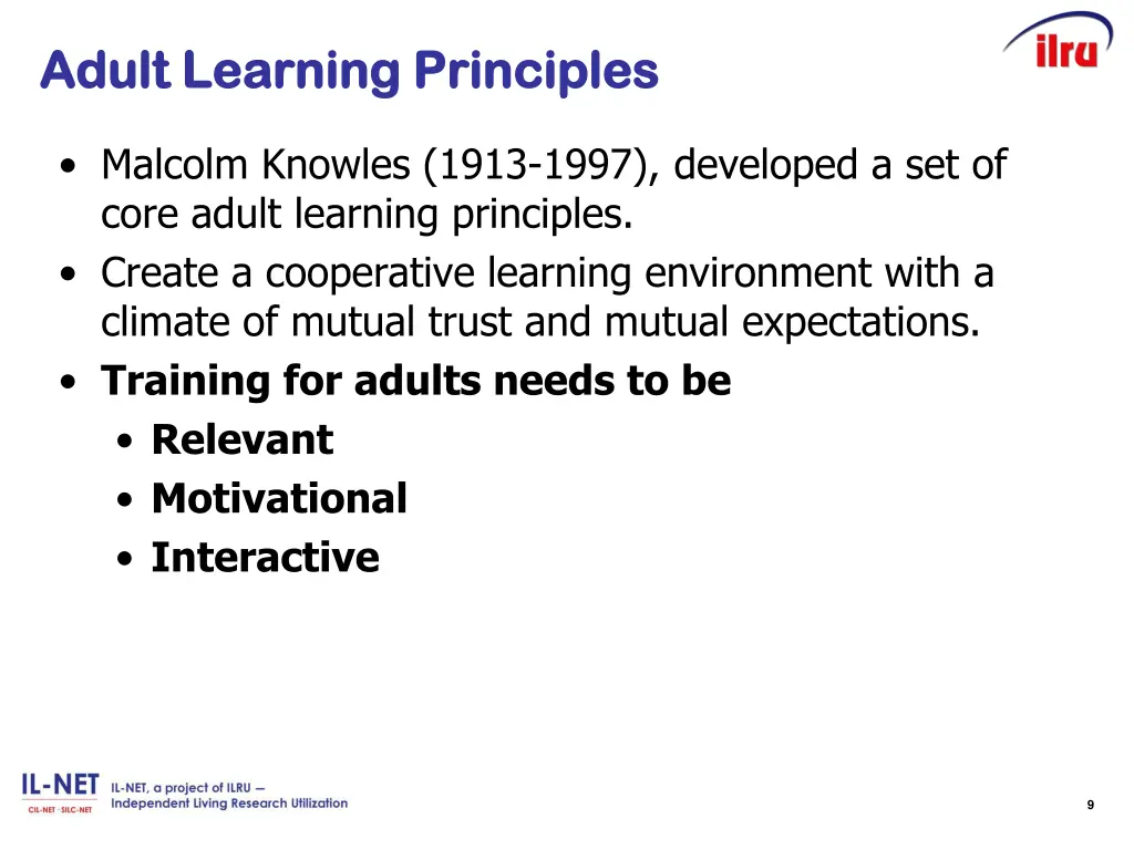 adult learning principles adult learning