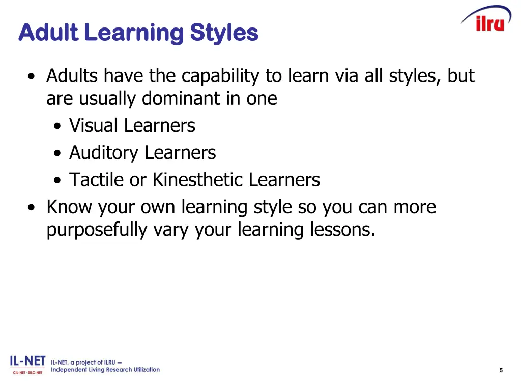 adult learning styles adult learning styles
