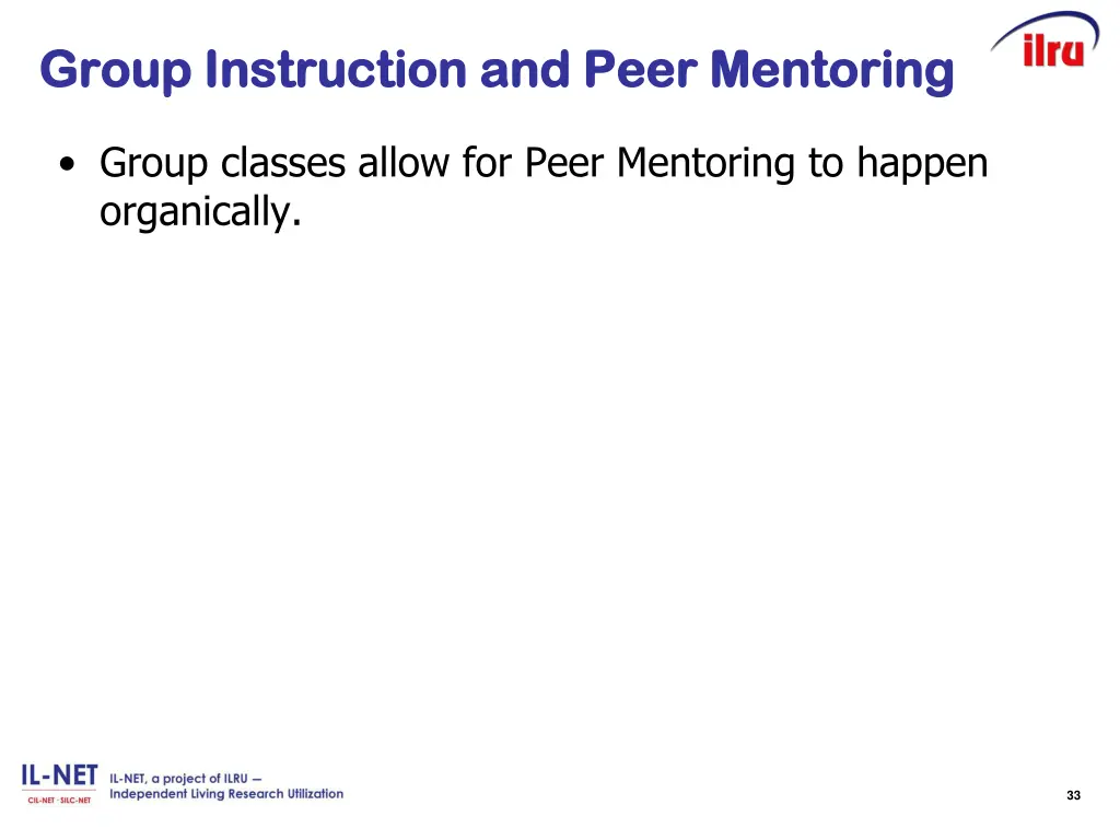 group instruction and peer mentoring group