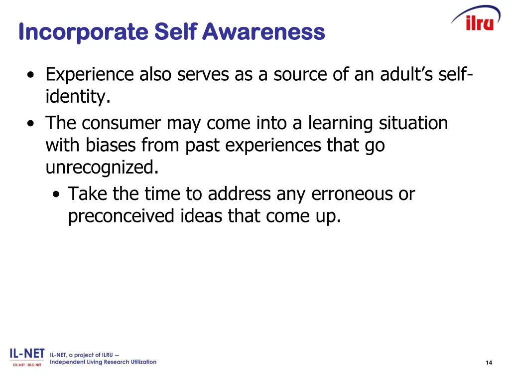 incorporate self awareness incorporate self