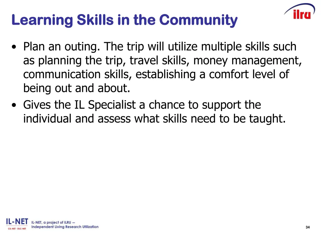 learning skills in the community learning skills