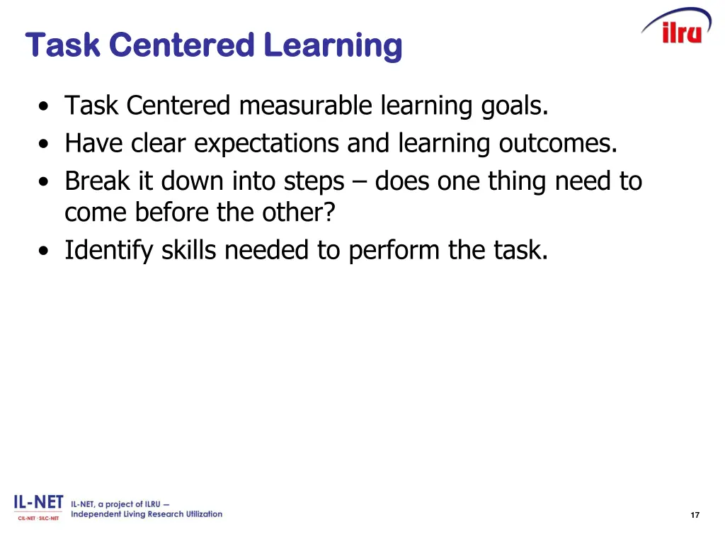 task centered learning task centered learning