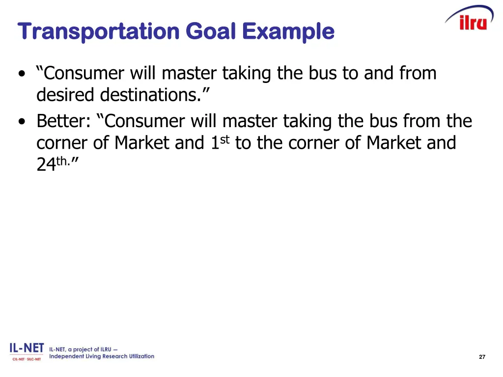 transportation transportation goal example