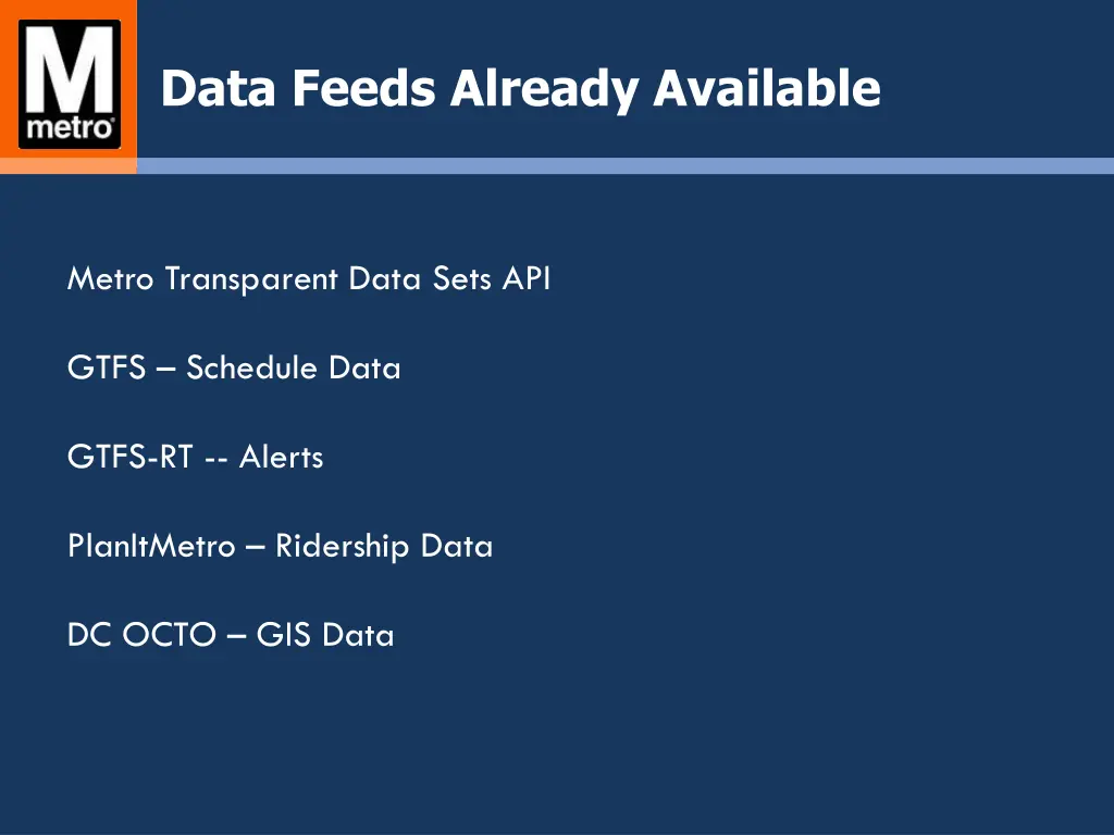 data feeds already available