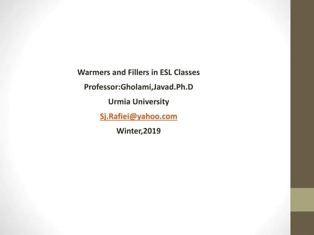 warmers and fillers in esl classes