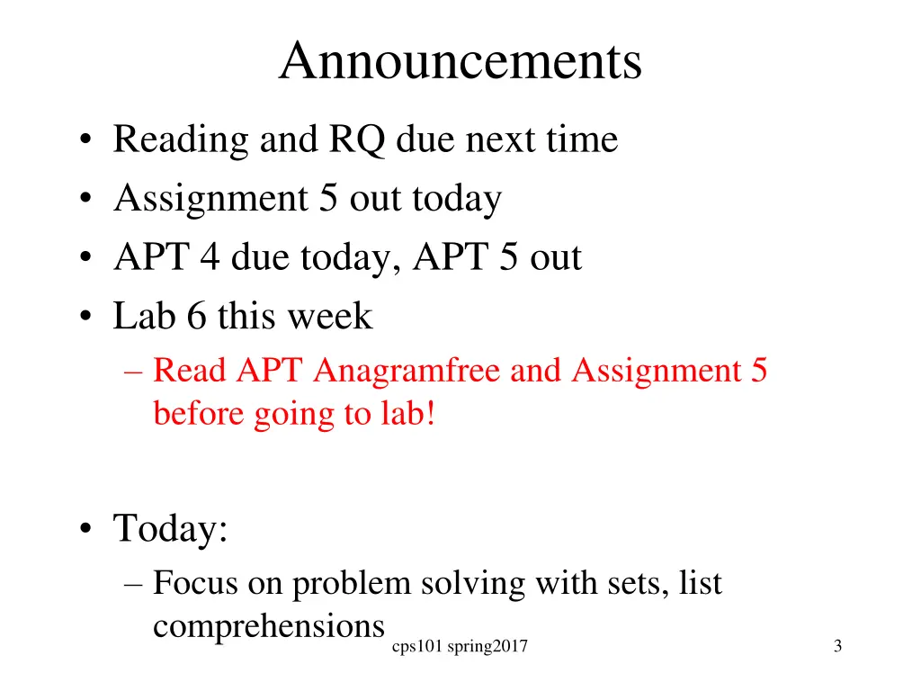 announcements