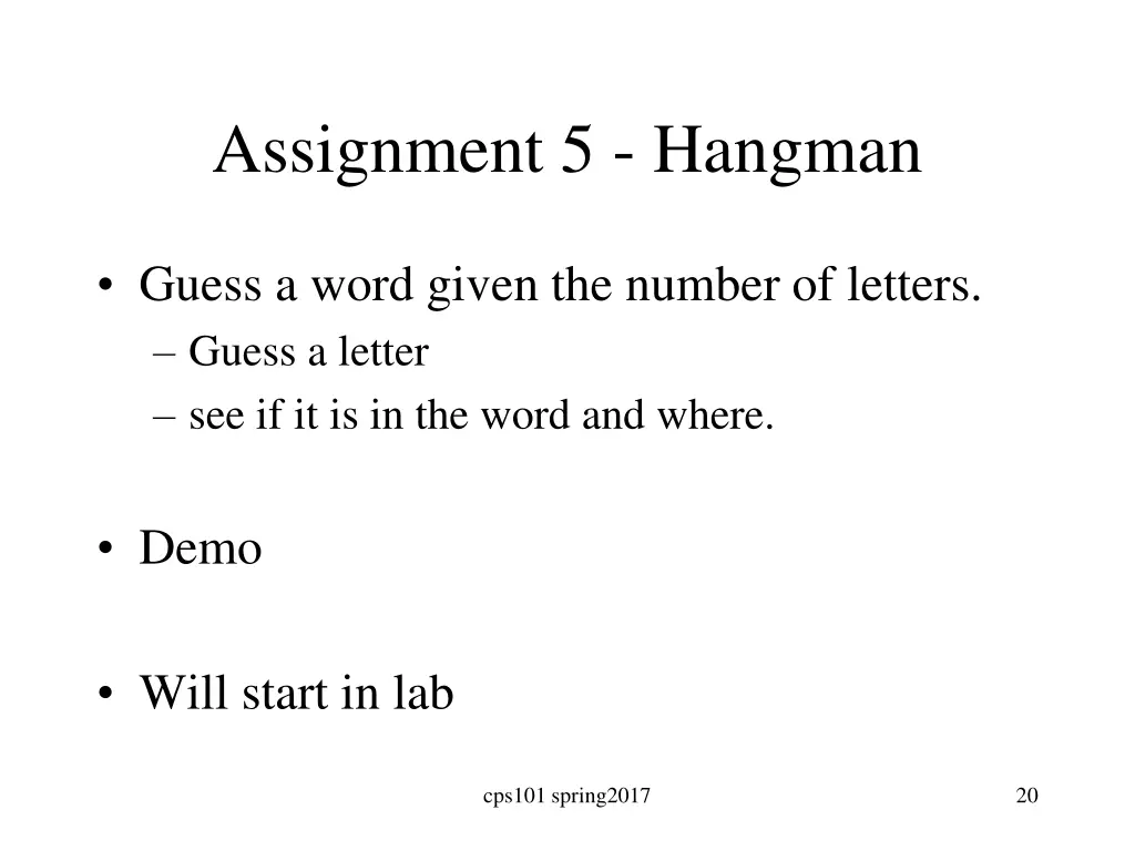 assignment 5 hangman