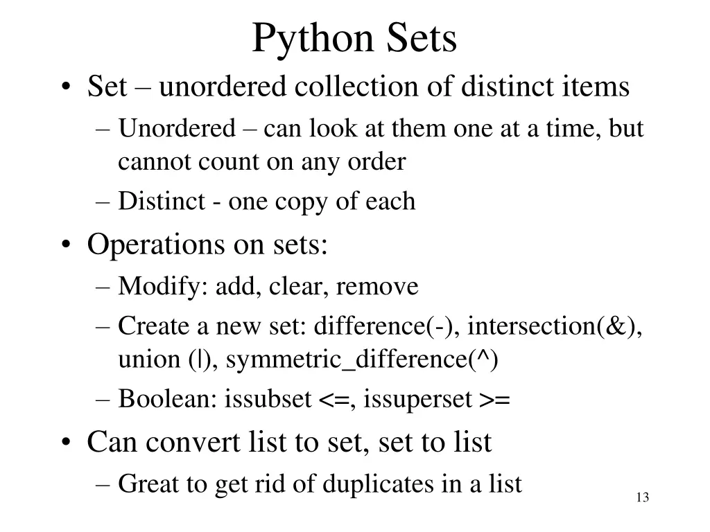 python sets