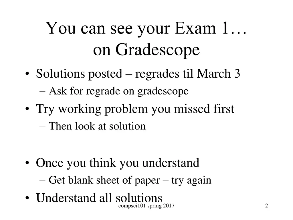 you can see your exam 1 on gradescope