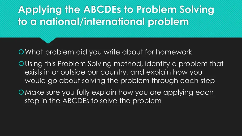 applying the abcdes to problem solving