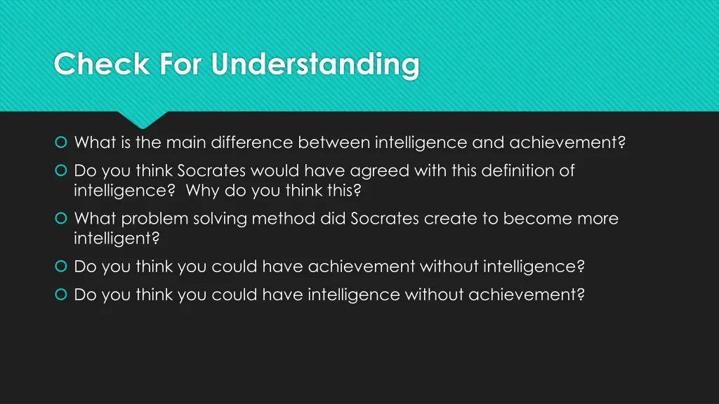 check for understanding 5