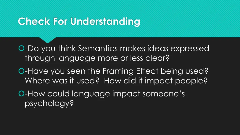 check for understanding