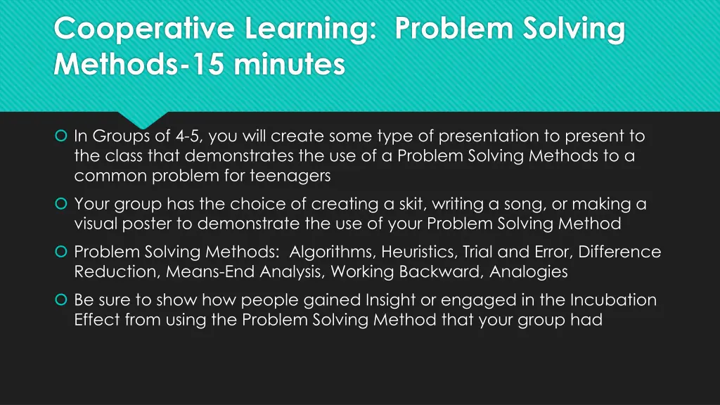 cooperative learning problem solving methods