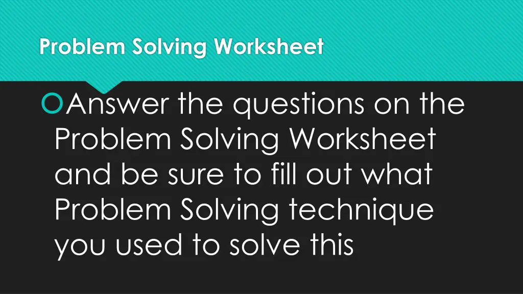 problem solving worksheet