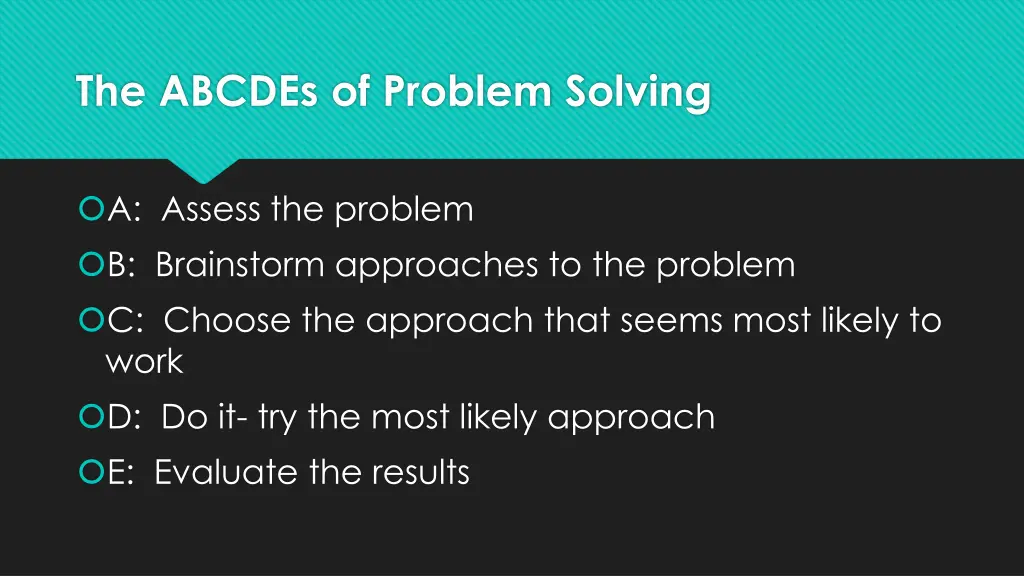 the abcdes of problem solving