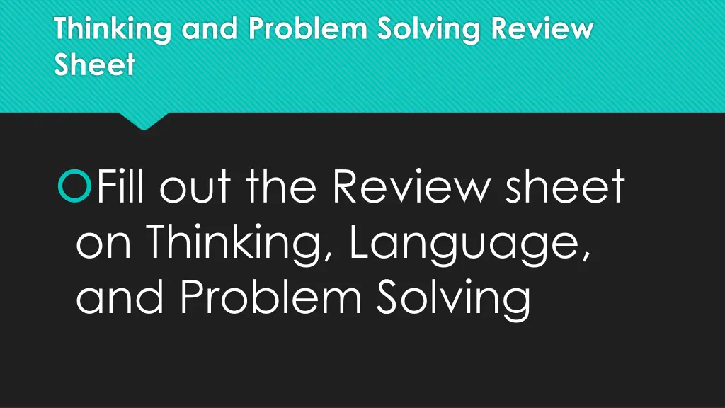 thinking and problem solving review sheet