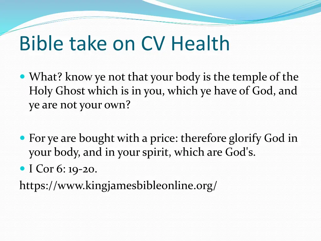 bible take on cv health