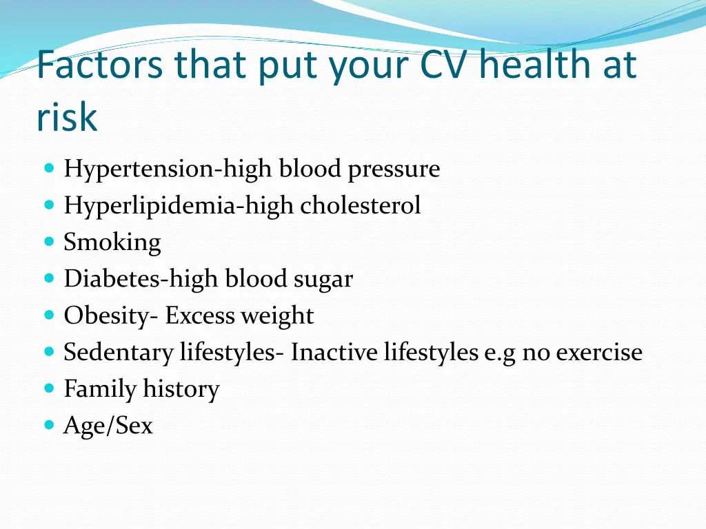 factors that put your cv health at risk