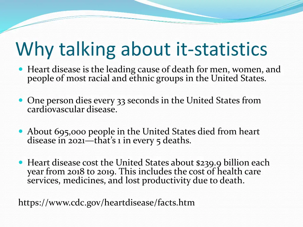 why talking about it statistics heart disease