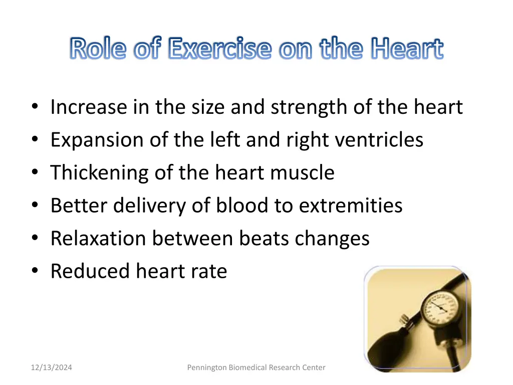 role of exercise on the heart