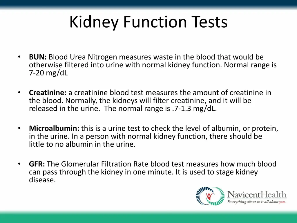 kidney function tests