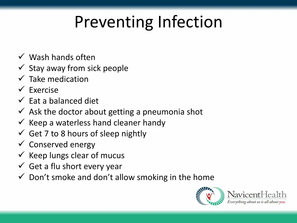 preventing infection