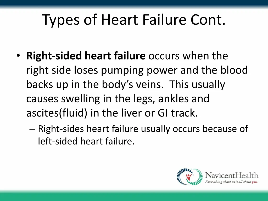 types of heart failure cont