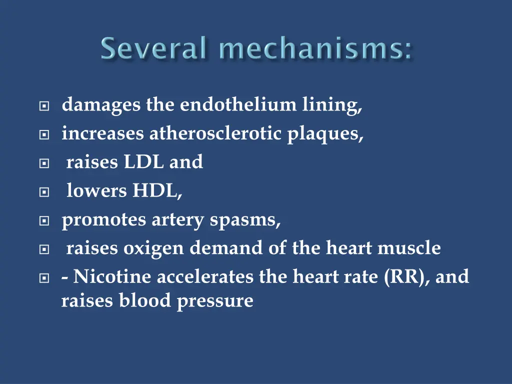 damages the endothelium lining increases