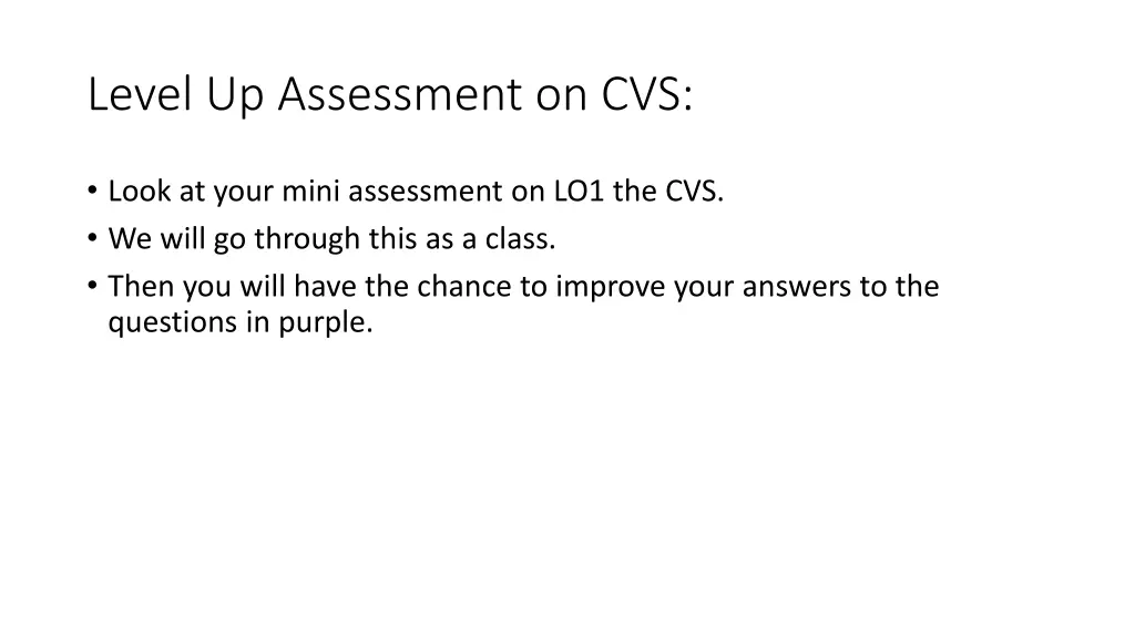 level up assessment on cvs