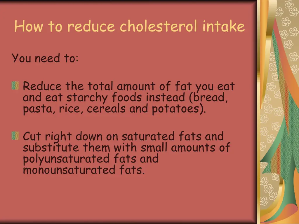 how to reduce cholesterol intake