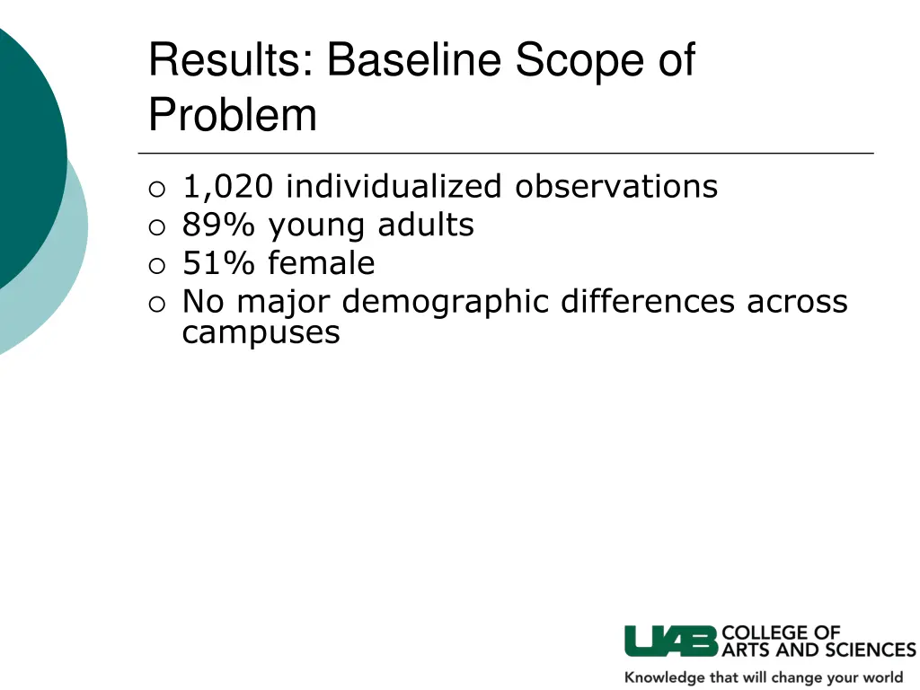 results baseline scope of problem