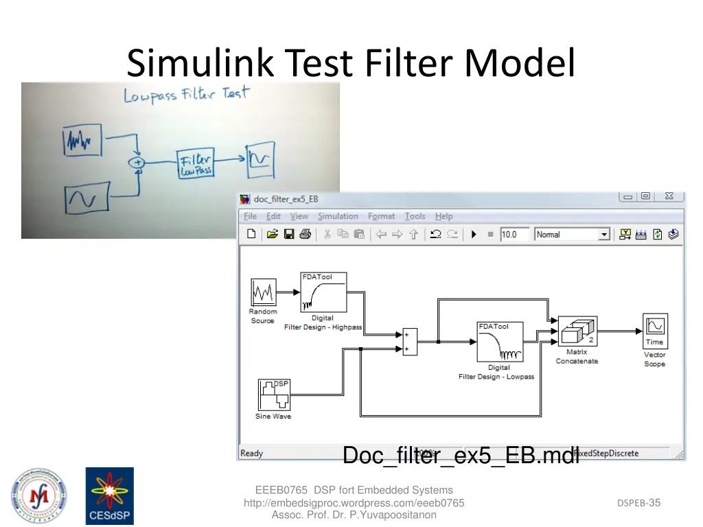 simulink test filter model