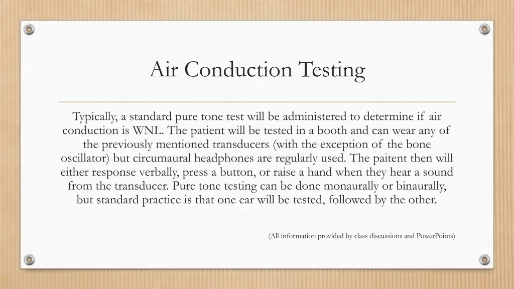 air conduction testing