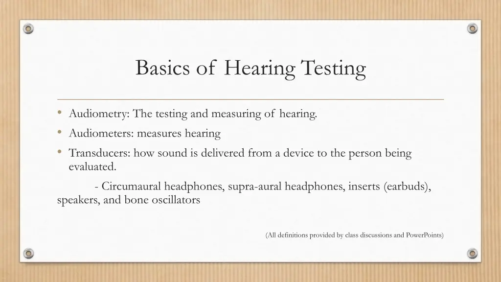 basics of hearing testing