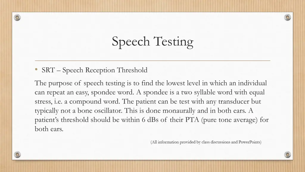 speech testing