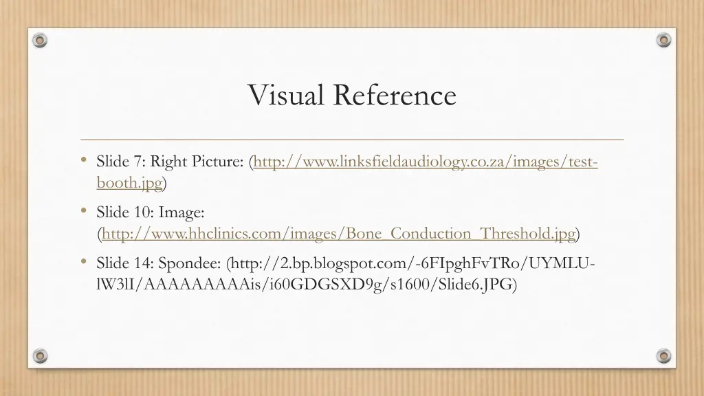 visual reference