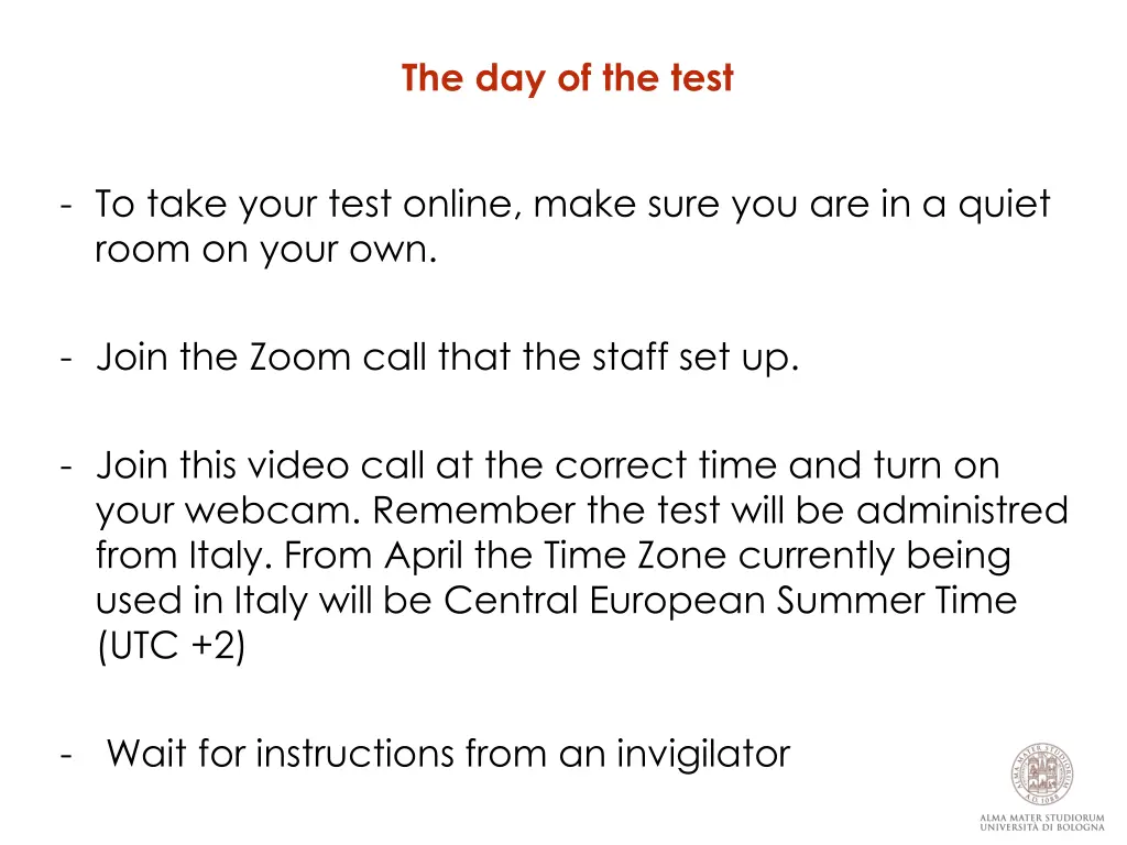 the day of the test