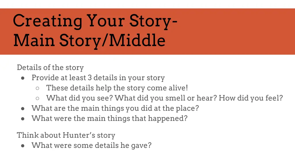 creating your story main story middle