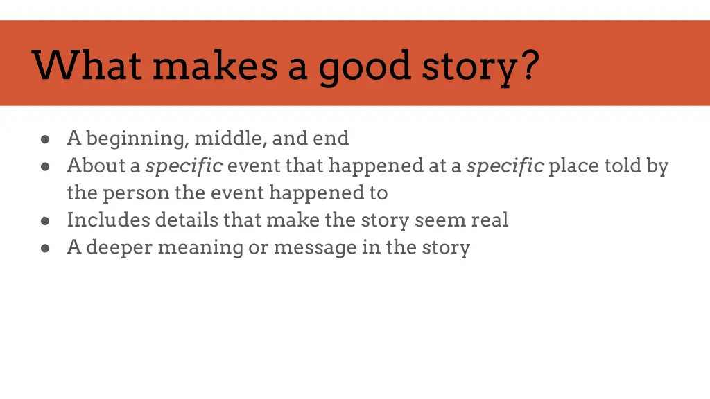 what makes a good story