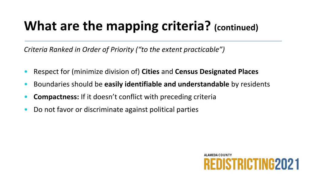 what are the mapping criteria continued