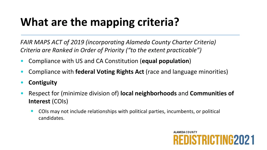 what are the mapping criteria