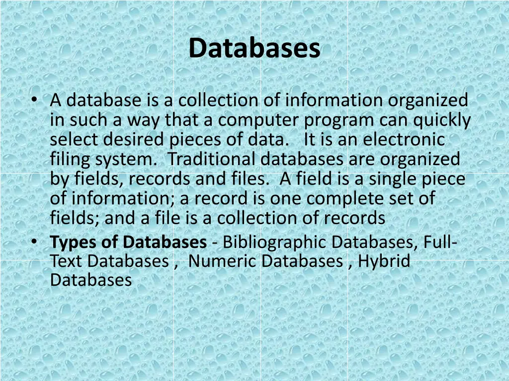 databases